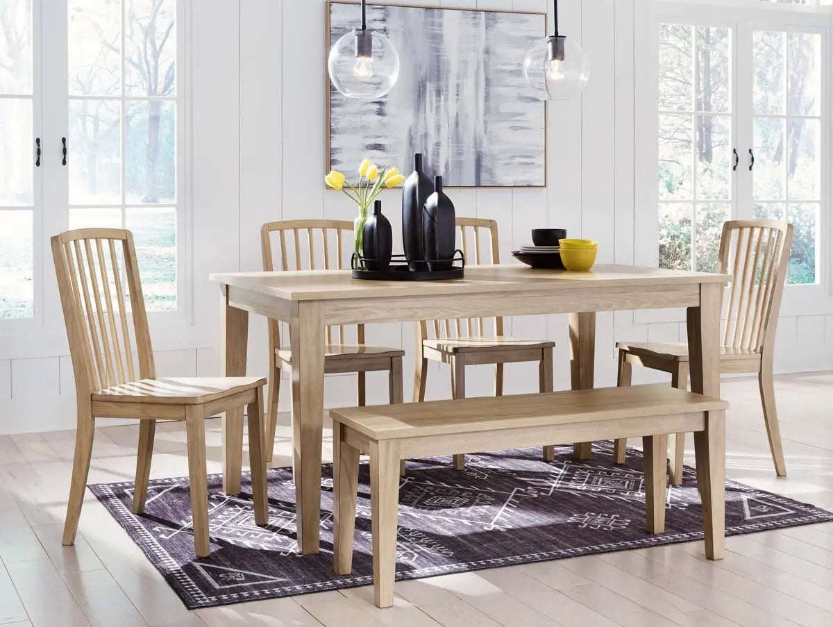 Ashley Gleanville 6Pc Dining Set in Light Brown - Complete Home Furnish